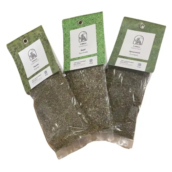 Thyme, Basil and Spearmint: Greek Premium Herb Bundle 3x40g